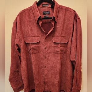 Van Heusen Soft Suede Burgundy Shirt Size L